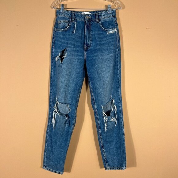 Zara High Rise Distressed Jeans - Picture 1 of 8